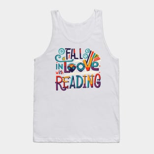 Fall In Love With Reading Book Autumn Pumpkins And Teachers Tank Top